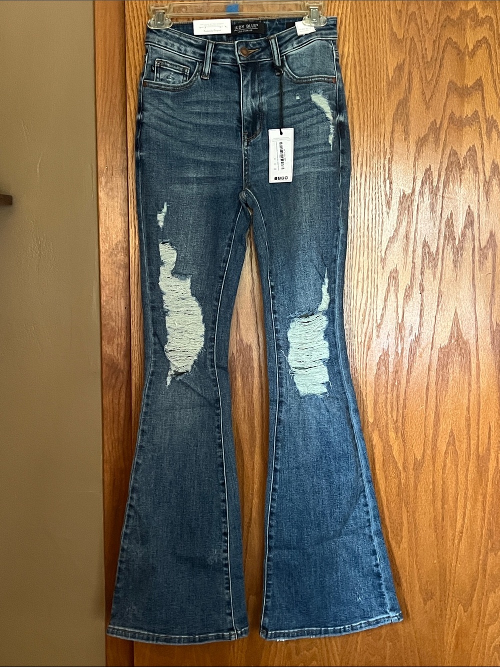 Judy Blue Distressed Dark Blue Flare Jeans